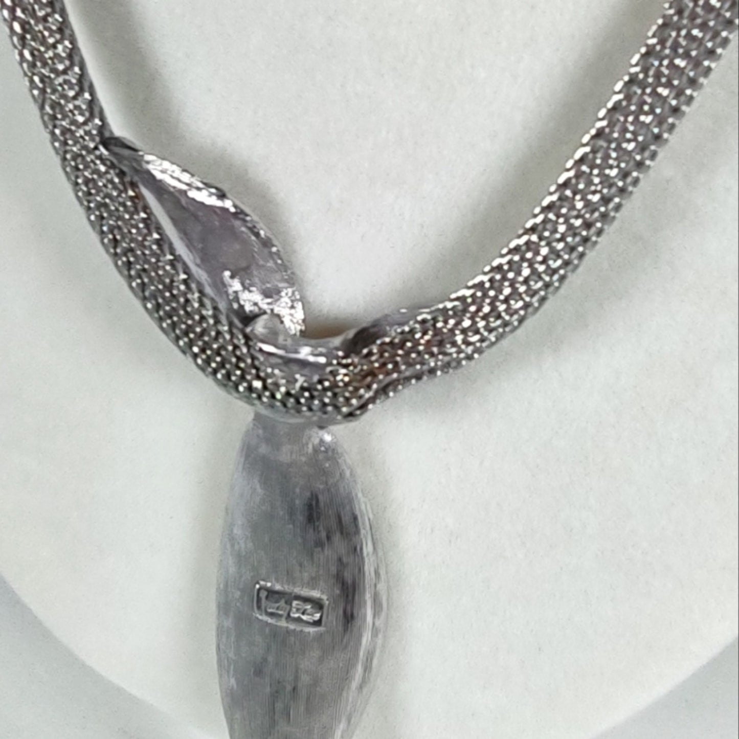 Vintage Judy Lee Necklace Silver Tone Leaf 20" Mesh Chain